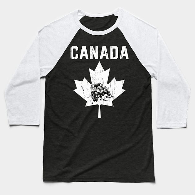 Canada Flag Jeep Canadian America Flag Vintage Jeep Canadian Pride Men/Women/Kid Jeep Baseball T-Shirt by David Darry